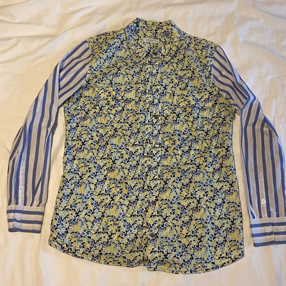 Equipment Button Front Printed Blouse